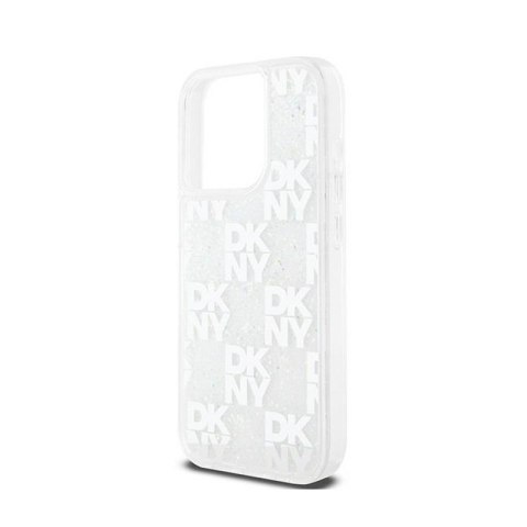 DKNY Liquid Glitter Multilogo - Etui iPhone 15 Pro (biały) DKNY Liquid Glitter Multilogo - Etui iPhone 15 Pro (biały)