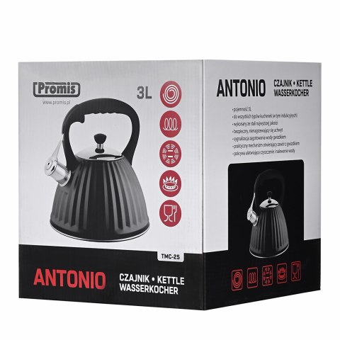 PROMIS CZAJNIK 3,0 L, ANTONIO, CZARNY, DREWNIANA R PROMIS CZAJNIK 3,0 L, ANTONIO, CZARNY, DREWNIANA R