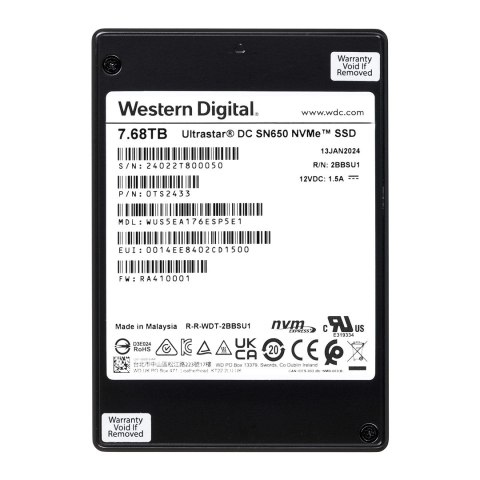 Dysk SSD Western Digital Ultrastar DC SN650 WUS5EA176ESP5E1 (7.68 TB; U.3; PCIe NVMe 4.0 ; 1DW/D; SE) Dysk SSD Western Digital Ultrastar DC SN650 WUS5EA176ESP5E1 (7.68 TB; U.3; PCIe NVMe 4.0 ; 1DW/D; SE)