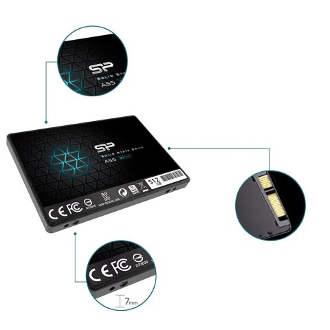 SSD Silicon Power A55 512GB 2.5" SATA3 3D NAND 7mm bulk SSD Silicon Power A55 512GB 2.5" SATA3 3D NAND 7mm bulk