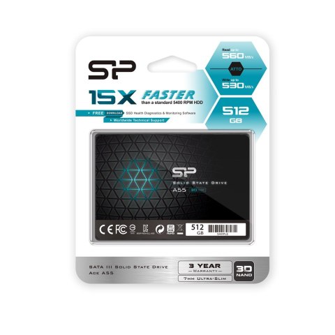SSD Silicon Power A55 512GB 2.5" SATA3 3D NAND 7mm bulk SSD Silicon Power A55 512GB 2.5" SATA3 3D NAND 7mm bulk