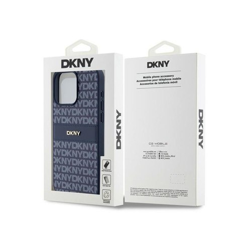DKNY Leather Mono Stripe & Metal Logo - Etui iPhone 15 Pro Max (niebieski) DKNY Leather Mono Stripe & Metal Logo - Etui iPhone 15 Pro Max (niebieski)