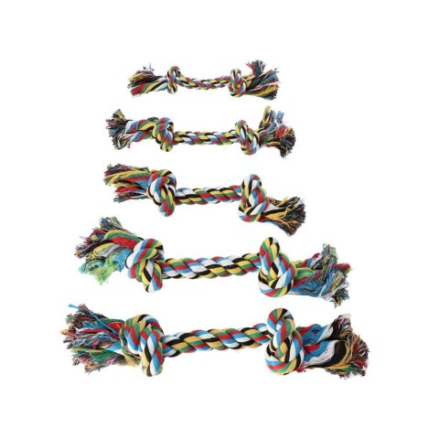 DINGO gryzak ze sznurka bawełnianego do czyszczenia zębów kolorowy, 2 węzły, waga 50 g, 24 cm DINGO gryzak ze sznurka bawełnianego do czyszczenia zębów kolorowy, 2 węzły, waga 50 g, 24 cm