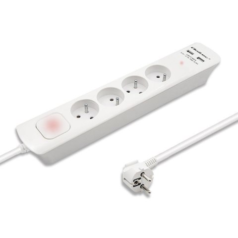 QOLTEC LISTWA ZASILAJĄCA ANTYPRZEPIĘCIOWA | 4 GNIAZDA | 2 X USB | 1.8M | BIAŁA QOLTEC LISTWA ZASILAJĄCA ANTYPRZEPIĘCIOWA | 4 GNIAZDA | 2 X USB | 1.8M | BIAŁA