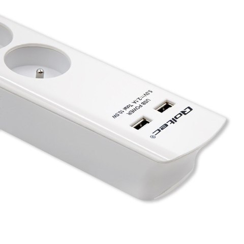 QOLTEC LISTWA ZASILAJĄCA ANTYPRZEPIĘCIOWA | 4 GNIAZDA | 2 X USB | 1.8M | BIAŁA QOLTEC LISTWA ZASILAJĄCA ANTYPRZEPIĘCIOWA | 4 GNIAZDA | 2 X USB | 1.8M | BIAŁA