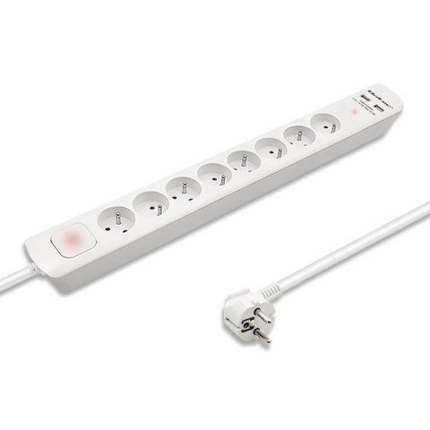 QOLTEC LISTWA ZASILAJĄCA ANTYPRZEPIĘCIOWA | 8 GNIAZD | 2 X USB | 1.8M | BIAŁA QOLTEC LISTWA ZASILAJĄCA ANTYPRZEPIĘCIOWA | 8 GNIAZD | 2 X USB | 1.8M | BIAŁA