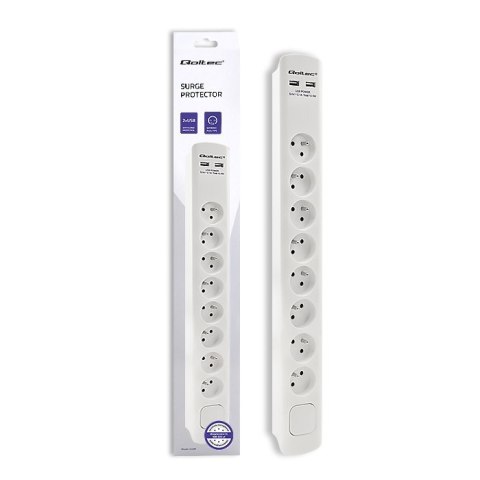 QOLTEC LISTWA ZASILAJĄCA ANTYPRZEPIĘCIOWA | 8 GNIAZD | 2 X USB | 1.8M | BIAŁA QOLTEC LISTWA ZASILAJĄCA ANTYPRZEPIĘCIOWA | 8 GNIAZD | 2 X USB | 1.8M | BIAŁA