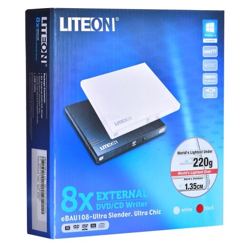 Nagrywarka Liteon eBAU108 eBAU108 WHITE (USB 2.0; zewnętrzna) Nagrywarka Liteon eBAU108 eBAU108 WHITE (USB 2.0; zewnętrzna)