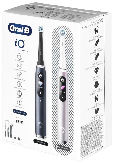Braun Oral-B szczoteczka elektryczna iO 9N zestaw DUO BLACK ONYX & ROSE QUARTZ Braun Oral-B szczoteczka elektryczna iO 9N zestaw DUO BLACK ONYX & ROSE QUARTZ