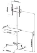 Uchwyt - Techly 100730 Mobilny stojak do telewizora LED/LCD/PDP, 23-55'', 25kg, regulowany, półka AV