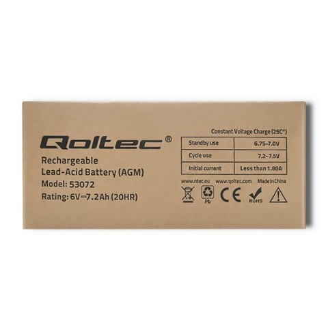 QOLTEC AKUMULATOR AGM 6V, 7.2 AH QOLTEC AKUMULATOR AGM 6V, 7.2 AH