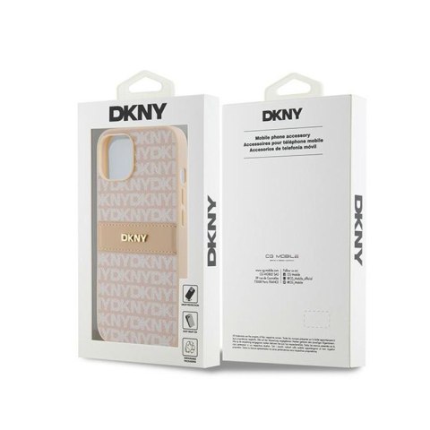 DKNY Leather Mono Stripe & Metal Logo - Etui iPhone 14 / 15 / 13 (różowy) DKNY Leather Mono Stripe & Metal Logo - Etui iPhone 14 / 15 / 13 (różowy)