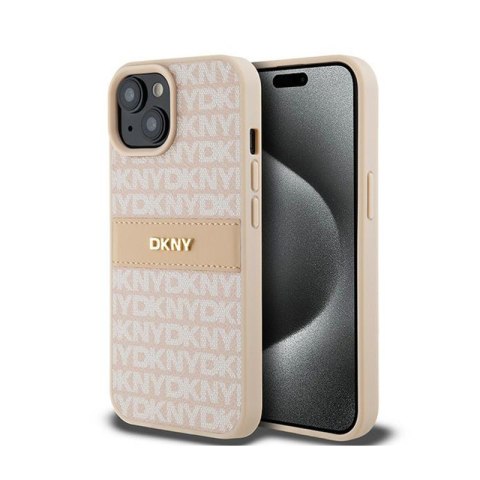 DKNY Leather Mono Stripe & Metal Logo - Etui iPhone 15 Plus / 14 Plus (różowy) DKNY Leather Mono Stripe & Metal Logo - Etui iPhone 15 Plus / 14 Plus (różowy)
