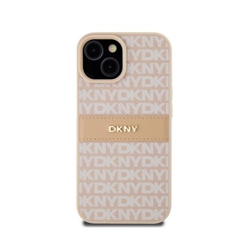 DKNY Leather Mono Stripe & Metal Logo - Etui iPhone 15 Plus / 14 Plus (różowy) DKNY Leather Mono Stripe & Metal Logo - Etui iPhone 15 Plus / 14 Plus (różowy)