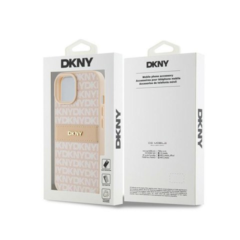 DKNY Leather Mono Stripe & Metal Logo - Etui iPhone 15 Plus / 14 Plus (różowy) DKNY Leather Mono Stripe & Metal Logo - Etui iPhone 15 Plus / 14 Plus (różowy)
