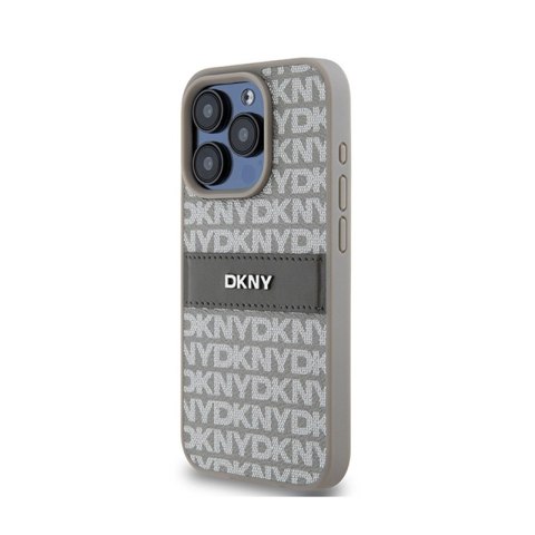 DKNY Leather Mono Stripe & Metal Logo - Etui iPhone 15 Pro Max (beżowy) DKNY Leather Mono Stripe & Metal Logo - Etui iPhone 15 Pro Max (beżowy)