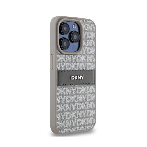 DKNY Leather Mono Stripe & Metal Logo - Etui iPhone 15 Pro Max (beżowy) DKNY Leather Mono Stripe & Metal Logo - Etui iPhone 15 Pro Max (beżowy)