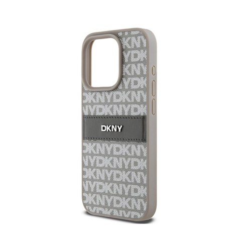 DKNY Leather Mono Stripe & Metal Logo - Etui iPhone 15 Pro Max (beżowy) DKNY Leather Mono Stripe & Metal Logo - Etui iPhone 15 Pro Max (beżowy)