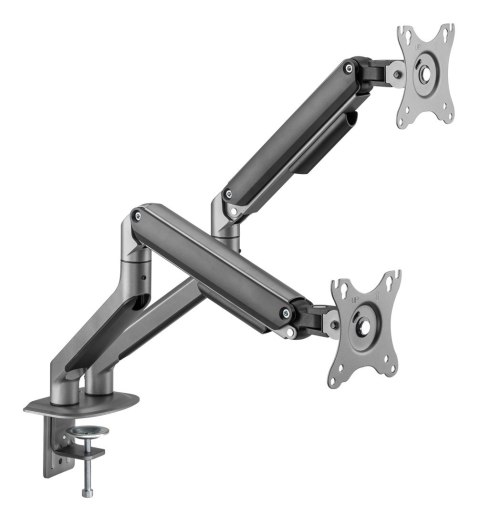 GEMBIRD BIURKOWE REGULOWANE RAMIĘ/UCHWYT NA 2 MONITORY 17-32, VESA 100X100MM, DO 9 KG, KOLOR SZARY GEMBIRD BIURKOWE REGULOWANE RAMIĘ/UCHWYT NA 2 MONITORY 17-32, VESA 100X100MM, DO 9 KG, KOLOR SZARY