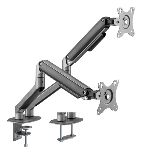 GEMBIRD BIURKOWE REGULOWANE RAMIĘ/UCHWYT NA 2 MONITORY 17-32, VESA 100X100MM, DO 9 KG, KOLOR SZARY GEMBIRD BIURKOWE REGULOWANE RAMIĘ/UCHWYT NA 2 MONITORY 17-32, VESA 100X100MM, DO 9 KG, KOLOR SZARY