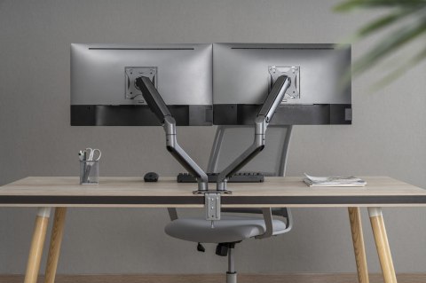 GEMBIRD BIURKOWE REGULOWANE RAMIĘ/UCHWYT NA 2 MONITORY 17-32, VESA 100X100MM, DO 9 KG, KOLOR SZARY GEMBIRD BIURKOWE REGULOWANE RAMIĘ/UCHWYT NA 2 MONITORY 17-32, VESA 100X100MM, DO 9 KG, KOLOR SZARY