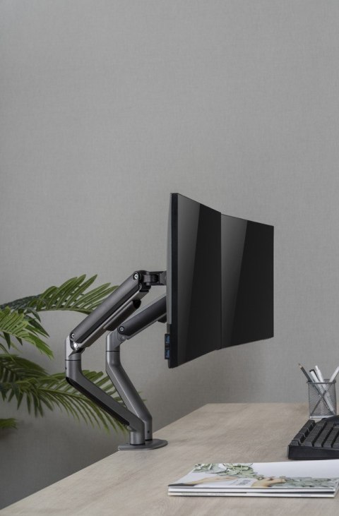 GEMBIRD BIURKOWE REGULOWANE RAMIĘ/UCHWYT NA 2 MONITORY 17-32, VESA 100X100MM, DO 9 KG, KOLOR SZARY GEMBIRD BIURKOWE REGULOWANE RAMIĘ/UCHWYT NA 2 MONITORY 17-32, VESA 100X100MM, DO 9 KG, KOLOR SZARY