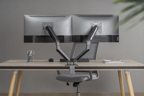 GEMBIRD BIURKOWE REGULOWANE RAMIĘ/UCHWYT NA 2 MONITORY 17-32, VESA 100X100MM, DO 9 KG, KOLOR SZARY GEMBIRD BIURKOWE REGULOWANE RAMIĘ/UCHWYT NA 2 MONITORY 17-32, VESA 100X100MM, DO 9 KG, KOLOR SZARY