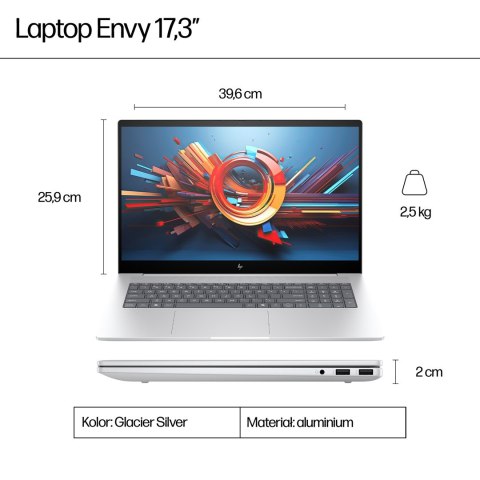 HP ENVY 17-da0002nw Ultra 7 155H 17,3"FHD Touch AG IPS 300nits 32GB DDR5 SSD2TB Intel Arc 5MP W11Pro 2Y Glacier Silver HP ENVY 17-da0002nw Ultra 7 155H 17,3"FHD Touch AG IPS 300nits 32GB DDR5 SSD2TB Intel Arc 5MP W11Pro 2Y Glacier Silver
