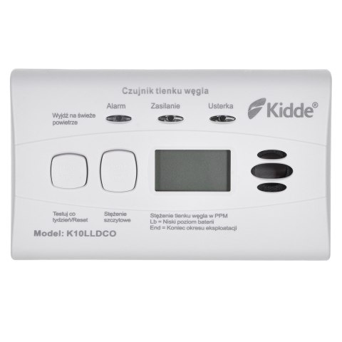 Czujnik tlenku węgla i czadu LCD K10LLDCO Kidde Czujnik tlenku węgla i czadu LCD K10LLDCO Kidde