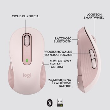 Mysz bezprzewodowa Logitech Signature M650 różowa 910-006254 Mysz bezprzewodowa Logitech Signature M650 różowa 910-006254