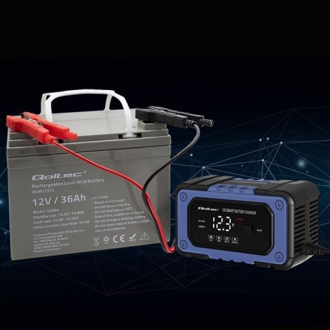 QOLTEC ŁADOWARKA MIKROPROCESOROWA | PROSTOWNIK DO AKUMULATORA Z FUNKCJĄ NAPRAWY | 12V | 6A | LED | 4 TRYBY QOLTEC ŁADOWARKA MIKROPROCESOROWA | PROSTOWNIK DO AKUMULATORA Z FUNKCJĄ NAPRAWY | 12V | 6A | LED | 4 TRYBY