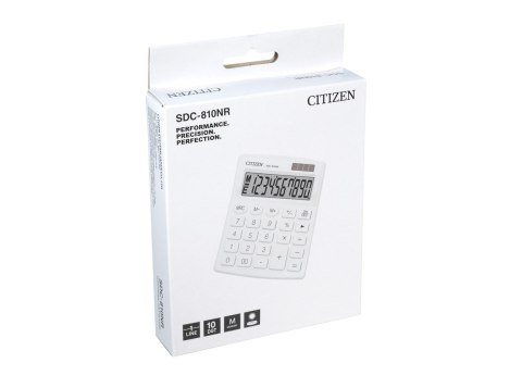 CITIZEN SDC-810NRWHE Kalkulator biurowy 10-cyfrowy, 127x105mm, biały CITIZEN SDC-810NRWHE Kalkulator biurowy 10-cyfrowy, 127x105mm, biały