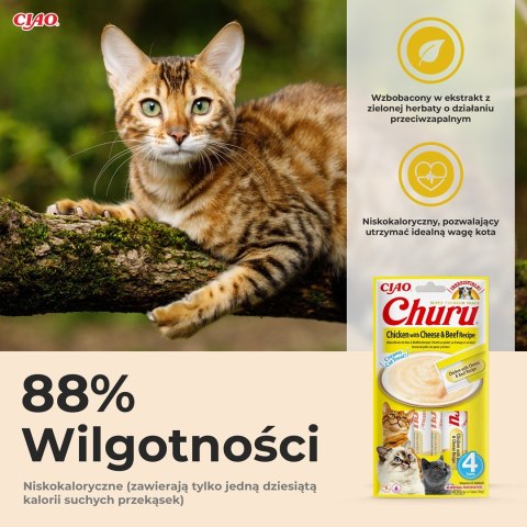 INABA Churu Kurczak z serem i wołowiną - przysmak dla kota - 4x14 g INABA Churu Kurczak z serem i wołowiną - przysmak dla kota - 4x14 g