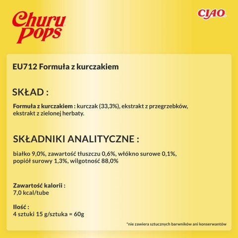 INABA Churu Pops Kurczak - przysmak dla kota - 4x15 g INABA Churu Pops Kurczak - przysmak dla kota - 4x15 g