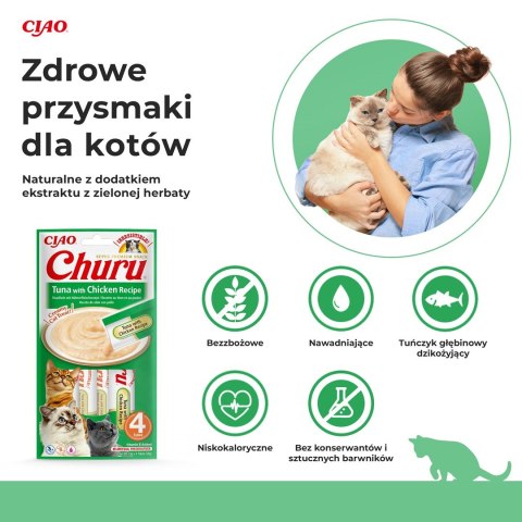 INABA Churu Tuńczyk z kurczakiem - przysmak dla kota - 4x14 g INABA Churu Tuńczyk z kurczakiem - przysmak dla kota - 4x14 g