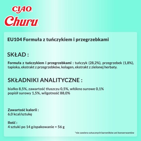 INABA Churu Tuńczyk z przegrzebkami - przysmak dla kota - 4x14 g INABA Churu Tuńczyk z przegrzebkami - przysmak dla kota - 4x14 g