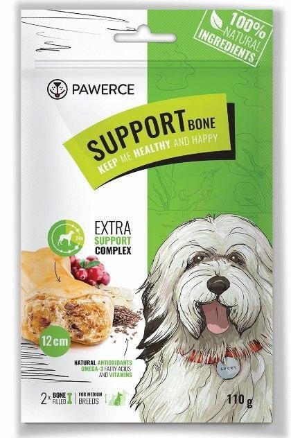 PAWERCE Support Bone Kość do żucia z żurawiną i żwaczem wołowym - gryzak dla psa - 2 x 12 cm PAWERCE Support Bone Kość do żucia z żurawiną i żwaczem wołowym - gryzak dla psa - 2 x 12 cm