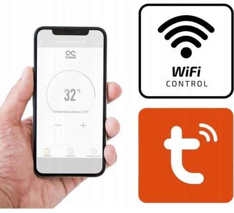 Promiennik podczerwieni Cronos Synthelith CRG-480TWP 480W szklany czarny z WiFi i pilotem Promiennik podczerwieni Cronos Synthelith CRG-480TWP 480W szklany czarny z WiFi i pilotem