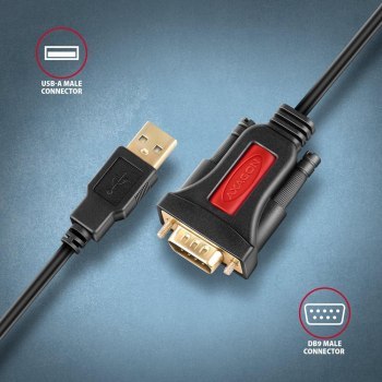 Adapter Axagon ADS-1PSN USB 2.0 do portu szeregowego RS-232 DB9 M 1.5m Adapter Axagon ADS-1PSN USB 2.0 do portu szeregowego RS-232 DB9 M 1.5m