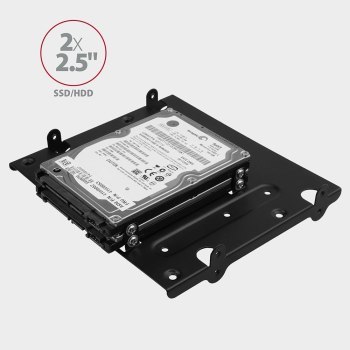 Adapter dysków Axagon z 5,25" do 4x2,5" lub 2x2,5"+1x3,5" HDD czarna Adapter dysków Axagon z 5,25" do 4x2,5" lub 2x2,5"+1x3,5" HDD czarna