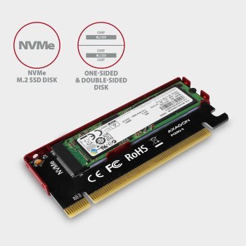 Adapter wewnętrzny Axagon PCEM2-S PCIe x16 do 1x SSD M.2 NVMe M-key slot do 80mm Adapter wewnętrzny Axagon PCEM2-S PCIe x16 do 1x SSD M.2 NVMe M-key slot do 80mm