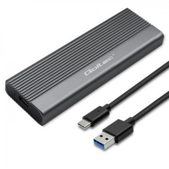 Obudowa zewnętrzna Qoltec do dysków M.2 SATA SSD NGFF USB-C szara Obudowa zewnętrzna Qoltec do dysków M.2 SATA SSD NGFF USB-C szara