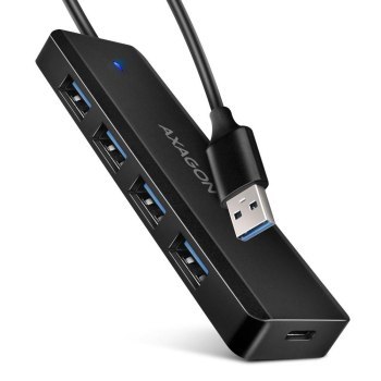 Hub aktywny Axagon HUE-C1A USB-A 3.2 Gen1 do 4x USB-A 3.2 Gen + 1xUSB-C do ładowania czarny Hub aktywny Axagon HUE-C1A USB-A 3.2 Gen1 do 4x USB-A 3.2 Gen + 1xUSB-C do ładowania czarny