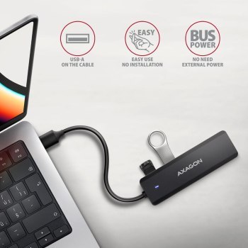 Hub aktywny Axagon HUE-C1A USB-A 3.2 Gen1 do 4x USB-A 3.2 Gen + 1xUSB-C do ładowania czarny Hub aktywny Axagon HUE-C1A USB-A 3.2 Gen1 do 4x USB-A 3.2 Gen + 1xUSB-C do ładowania czarny