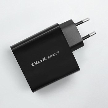 QOLTEC ŁADOWARKA SUPER QUICK PD | 1XUSB-C | 65W | 5-20V | 3-3.25A | CZARNA QOLTEC ŁADOWARKA SUPER QUICK PD | 1XUSB-C | 65W | 5-20V | 3-3.25A | CZARNA