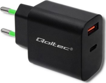 Qoltec 18W | 5-12V | 1.5-3A | USB typ C PD | USB QC 3.0 | Czarna Qoltec 18W | 5-12V | 1.5-3A | USB typ C PD | USB QC 3.0 | Czarna