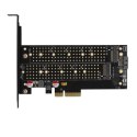 Adapter wewnętrzny Axagon PCIe x4 do M.2 PCI-Express + M.2 SATA + SATA z aktywnym chłodzeniem
