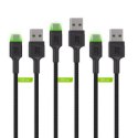 GREEN CELL ZESTAW KABLI KABGCSET03 3X KABEL GC RAY USB - USB-C 30CM ZIELONY LED