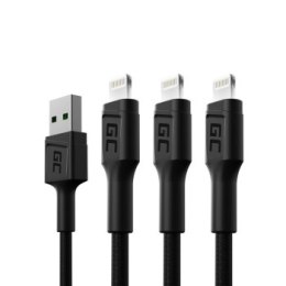 GREEN CELL ZESTAW KABLI KABGCSET06 3X KABEL GC RAY USB - LIGHTNING 200CM BIAŁY LED