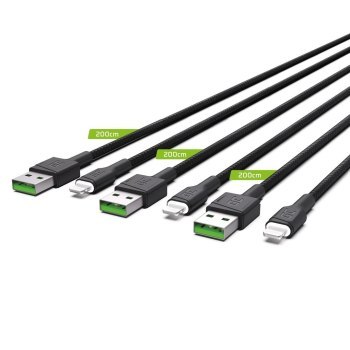 GREEN CELL ZESTAW KABLI KABGCSET06 3X KABEL GC RAY USB - LIGHTNING 200CM BIAŁY LED GREEN CELL ZESTAW KABLI KABGCSET06 3X KABEL GC RAY USB - LIGHTNING 200CM BIAŁY LED